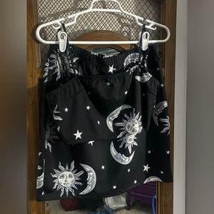 Black & white celestial crop & skirt set